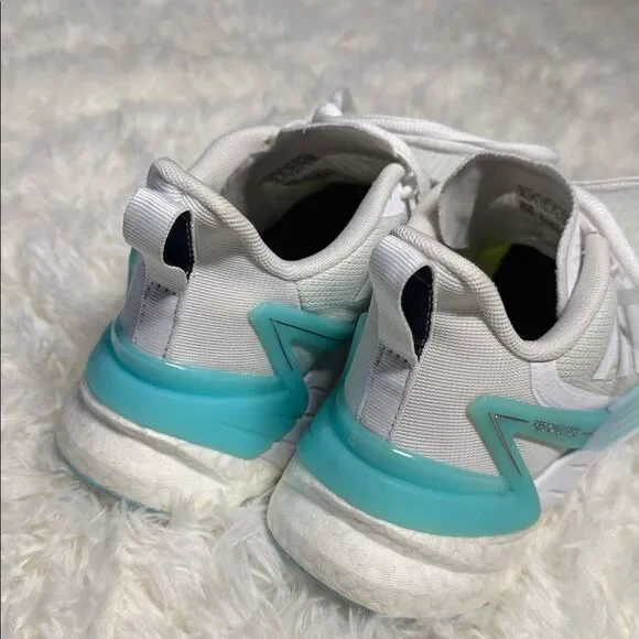 Adidas White Sneakers with Green and Blue Highlights - Picture 3 of 5